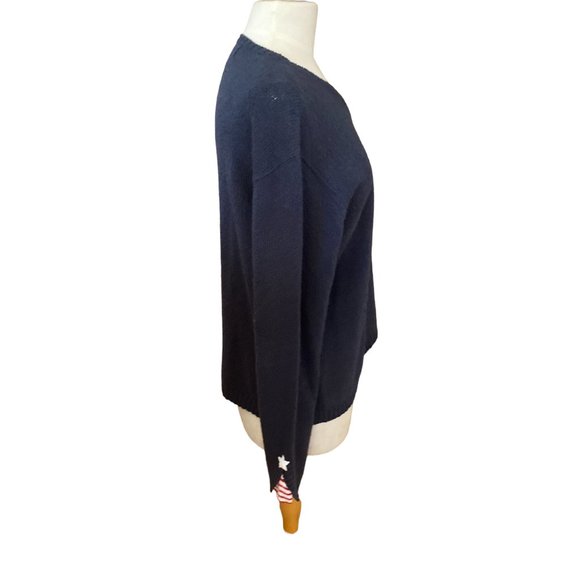 Monterey Bay Patriotic Nautical Stripes Crochet Stars Slub Cotton Sweater-M - Picture 8 of 13